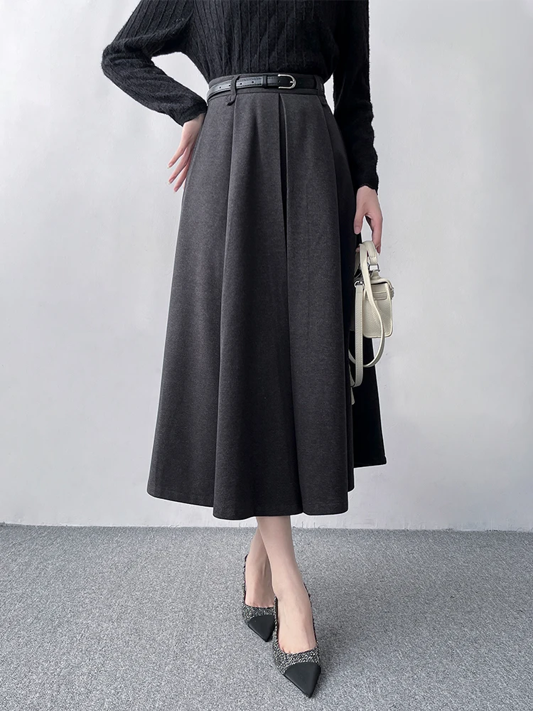 

Юбка-трапеция с высокой талией, черная, профессиональная, женская, весна-осень, для собеседований, в корейском стиле, дышащий полиэстер