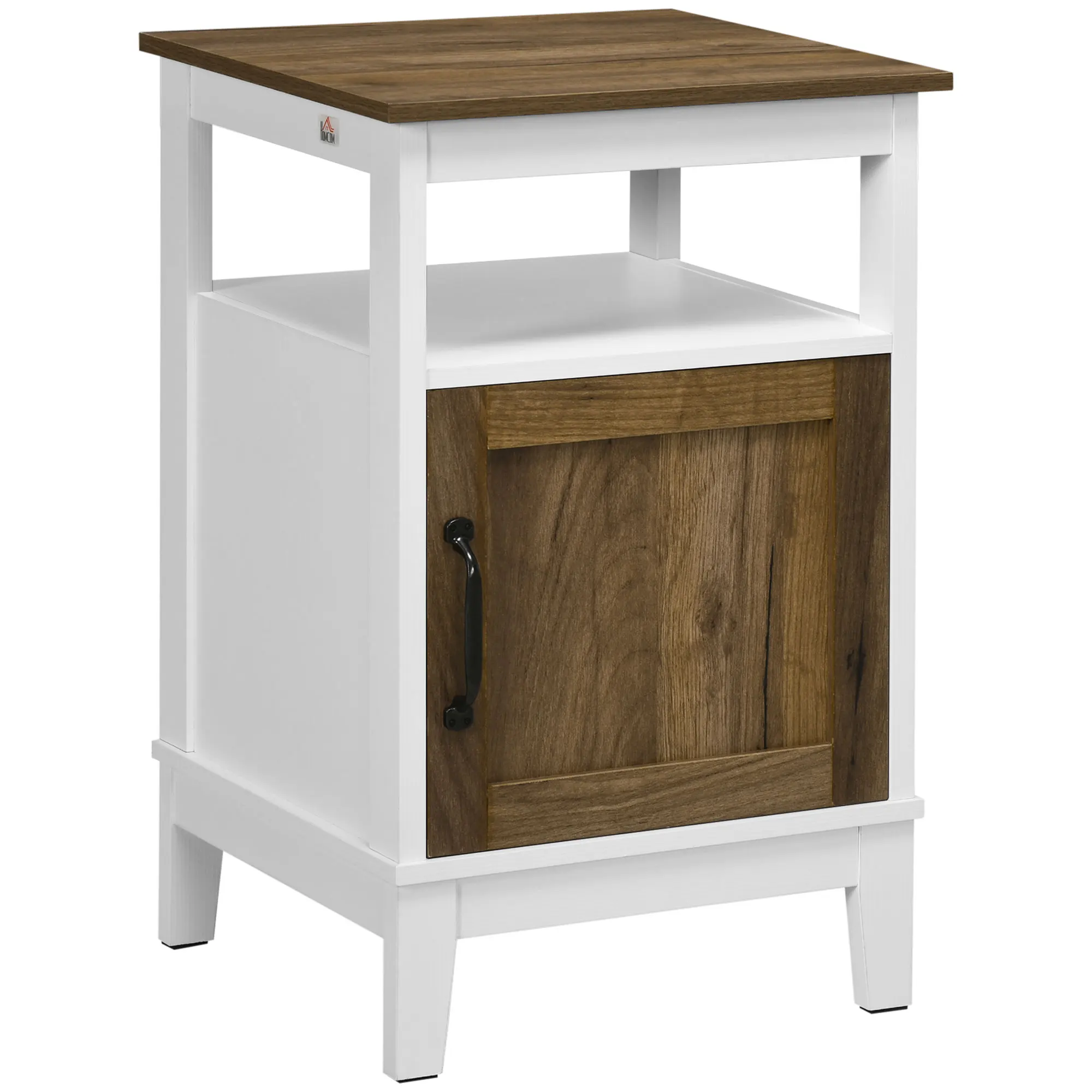 HOMCOM bedside table with door and storage shelf side table for living room bedroom 38,5x35x59,7 cm White