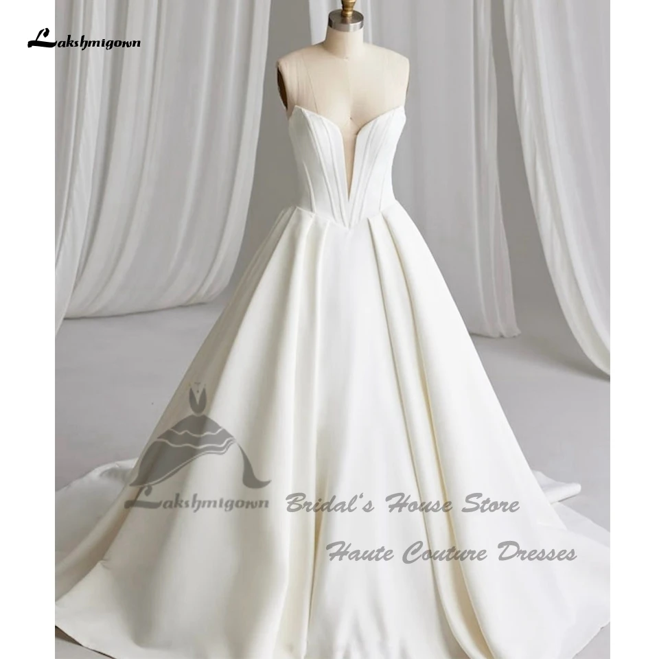 Lakshmigown Simple Satin Princess Wedding Gowns 2024 Vestidos Novias Elegant Long Church Bridal Dress Off The Shoulder