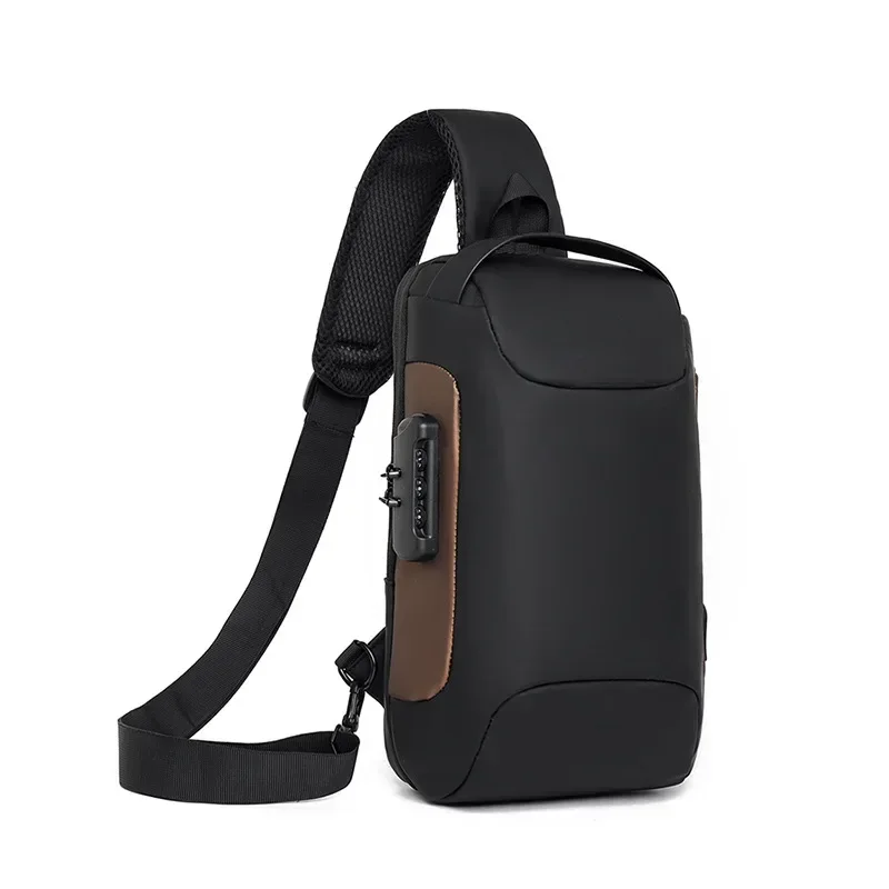 Sacos de ombro impermeáveis para homens, USB Crossbody, anti-roubo, viagem curta, saco de peito Messenger Sling