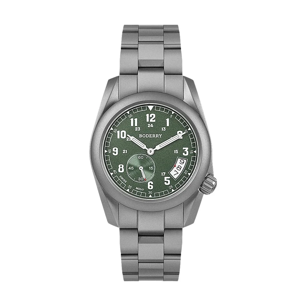 Boderry VOYAGER 38 Field Watch Quartz Movement 100M Waterproof Titanium Case And Band for Men And Women