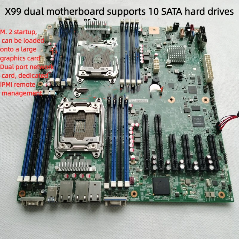 2011 Dual X99 Server Motherboard NVME 10 Gigabit 32 Core M.2 RD450X Six Card ALEO