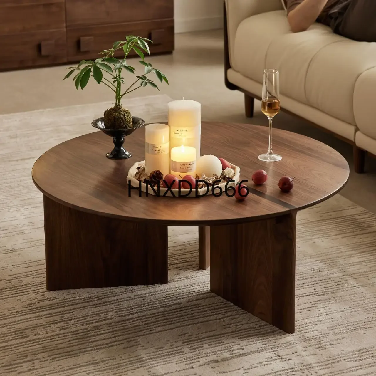Mother and child coffee table round living room household high and low combination coffee table