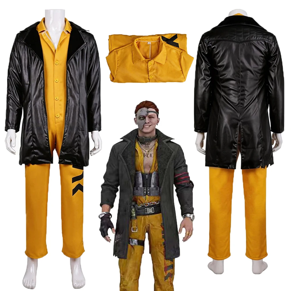 

Game Delta Force Raven Cosplay Yellow Jumpsuit Black Coat Costume Outfits Male Uniform Clothes Disguise Halloween Carnival Party
