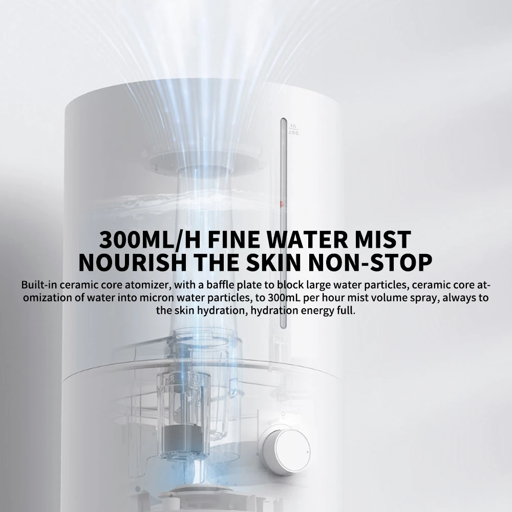 Xiaomi-humidificador Mijia 2 de 300 mL/h, generador de niebla de gran capacidad, humidificación, 4L, añadir agua, Control de humedad para el hogar y la oficina, bajo sonido