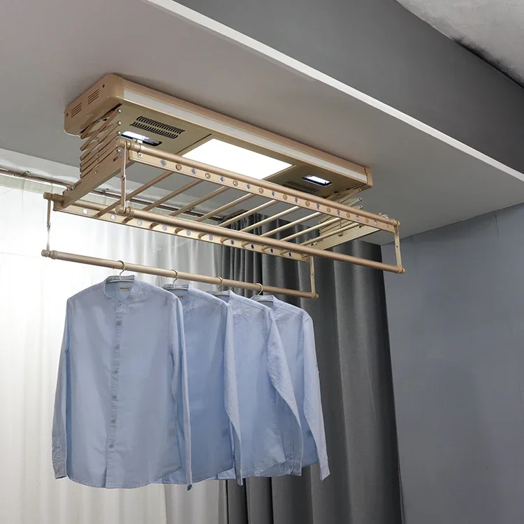 50% off Electric foldable laundry clothes clothing drying hanging cloth rack hangers automatic ceiling clothes dryer