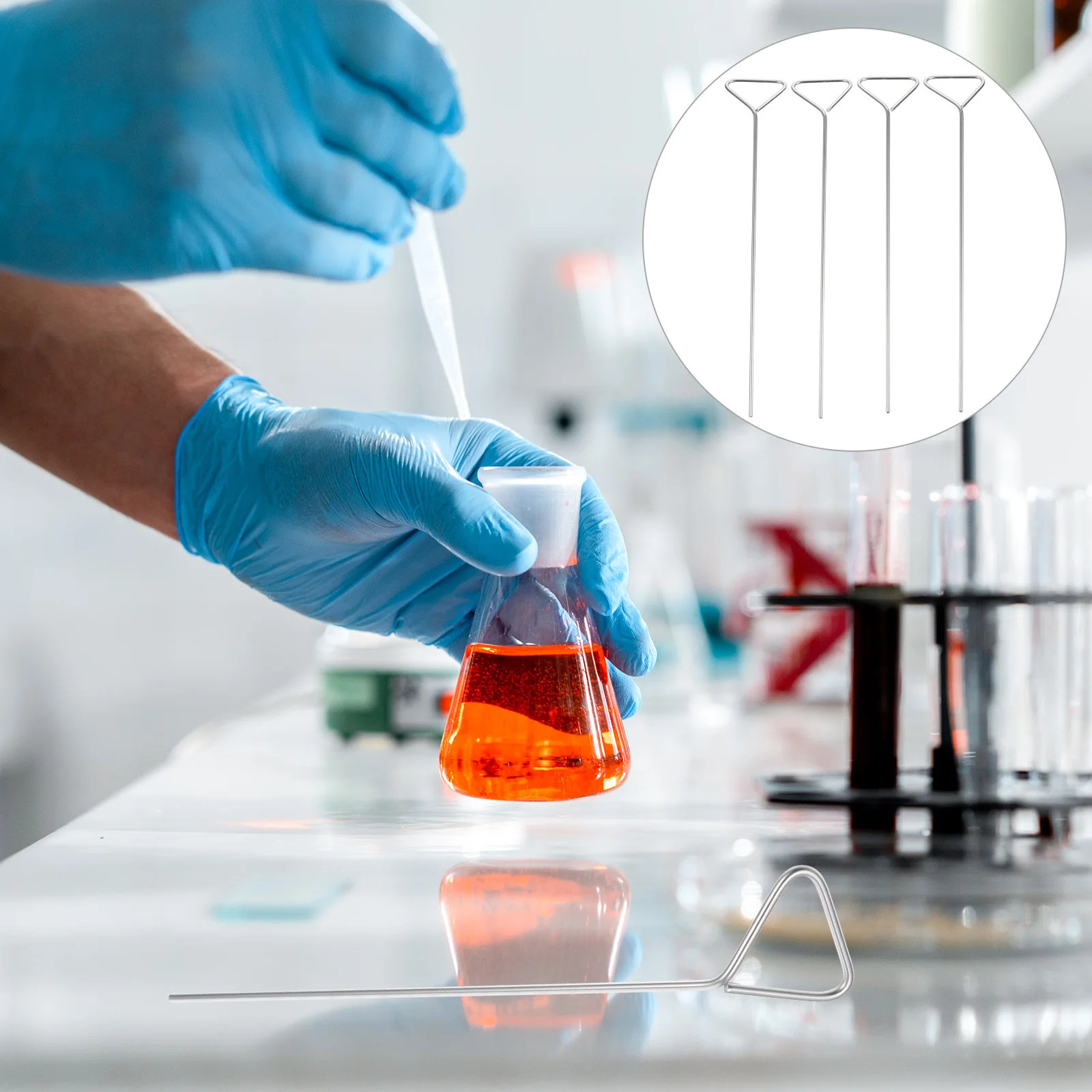 

4Pcs Metal Cell Spreaders Stainless Steel Triangle Cell Spreading Bars Laboratory Teaching Experimental Use Tools