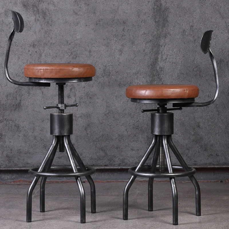 

# Kitchen Island Bar Cafe Club Furniture Lifting Iron Upholstered Antique Bar Chair