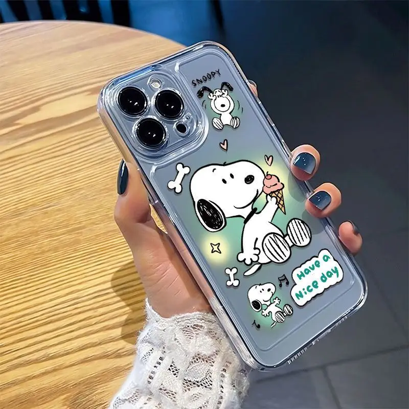 Big Head Snoopy Lovely Funny Phone Case For Iphone 16 15 14 12 13 11 Pro Max XR XS MAX X 7 8Plus Y2K Cute Soft Clear Cover