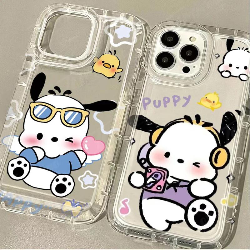 Sanrio Pochacco Clear Phone Case for Samsung Galaxy A15 A55 A05 A05S A14 A24 A13 A23 A73 A12 A22 A32 A52 A52S A72 A31 A51 A71