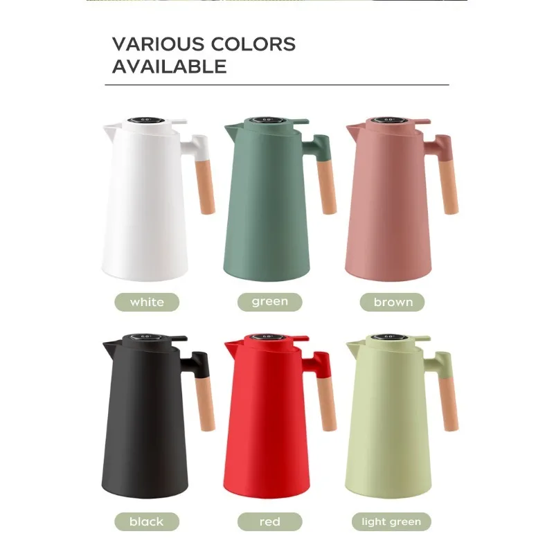 1L Intelligent Temperature Display Thermos Large Capacity Coffee Thermal Kettle One Key Open Leakproof Water Bottle Pot