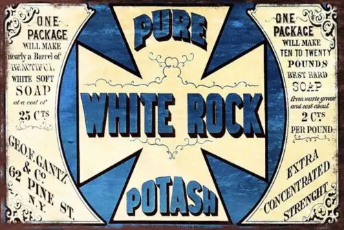 White Rock Soap Vintage Retro Metal Plaque Sign, washing utility laundry room sign