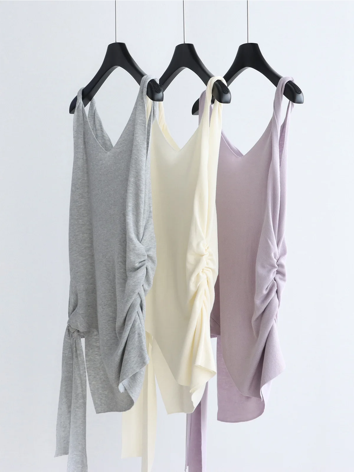 

Dave&di Fashionable Asymmetrical Hem Lyocell Knit Vest Summer Niche Sleeveless Top Worn Externally With Twisted Camisole