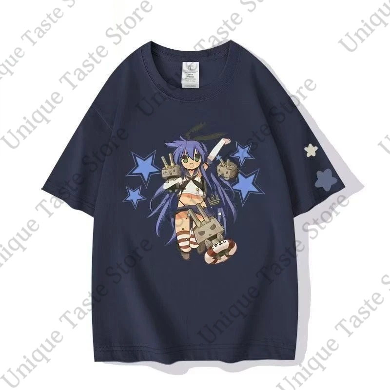 ‌Lucky Star Izumi Konata Print T Shirt Anime Lucky☆Star Cartoon Cute Print T-shirt Summer Comfortable Cotton Short Sleeve Tee