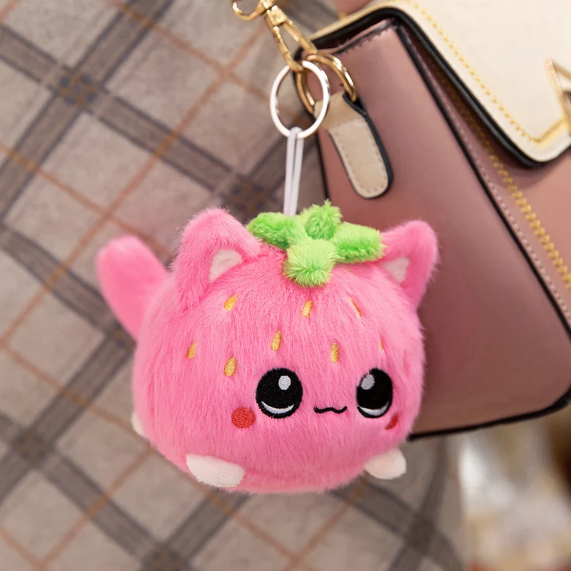 1Pc 10/20/25cm Nette Erdbeere Katze Peluche Spielzeug Kawaii Katze Puppe Obst Erdbeere Kätzchen Kissen schöne Schlüsselbund Dekoration Geschenk