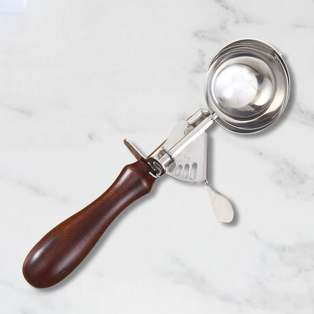 

Ice Cream Gelatos Spoon Kitchen Dipping Tool Fruit Baller Stainless Steel Wood Ice Cream Scoop Practical Use Portable