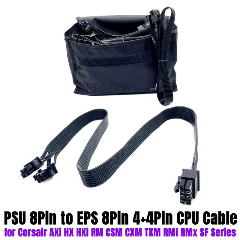 

PSU 8Pin to 4+4Pin EPS/ATX12V CPU Power Cable for Corsair RM1000x, RM850x, RM750x, RM650x, RM550x Type4 Modular Power, Flat Wire