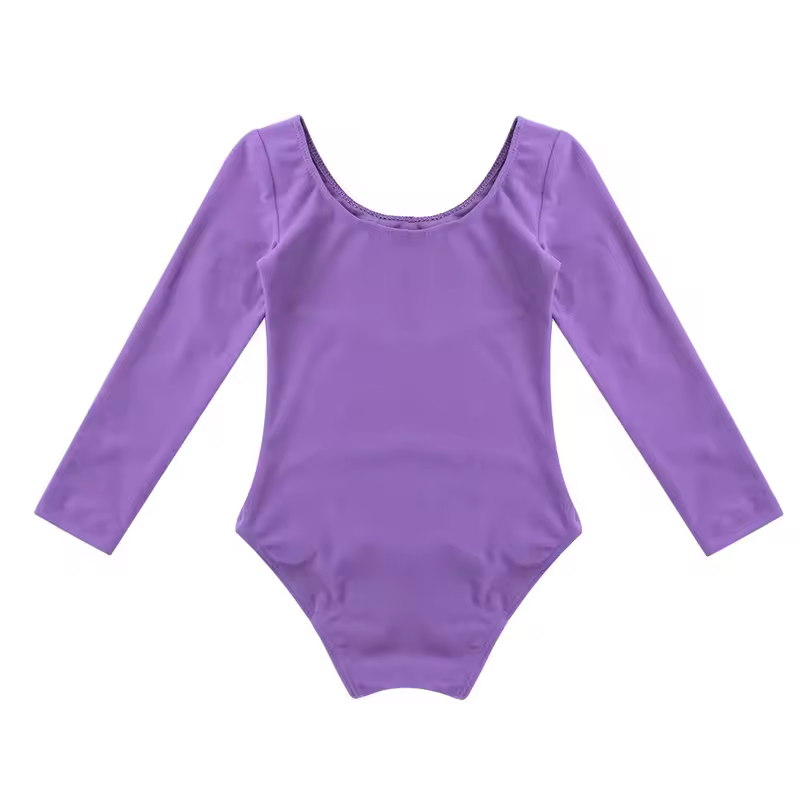 Kids Girls Long Sleeve Ballet Leotards Dance Costume Warm Solid Color Gymnastics Workout Training Bodysuit Dancer Wear - Image 3