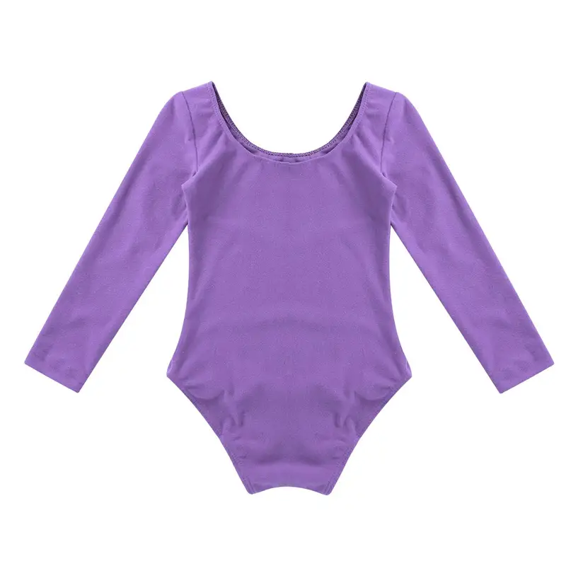Kids Girls Long Sleeve Ballet Leotards Dance Costume Warm Solid Color Gymnastics Workout Training Bodysuit Dancer Wear - Image 3