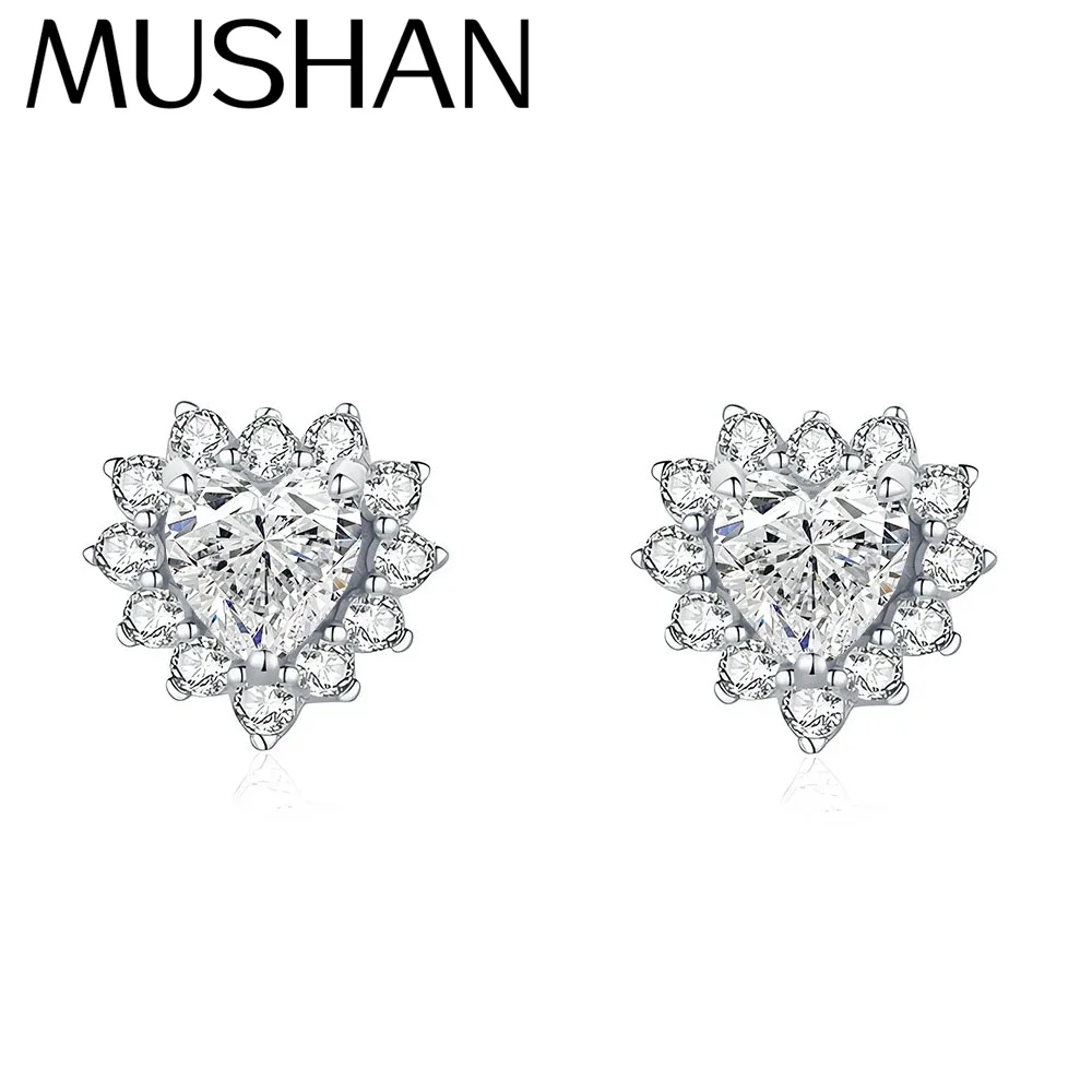 MuShan Luxury Jewelry 925 Sterling Silver Earrings Drop 1CT Moissanite Christmas 18K Gold Plated Women MST Patent Earring Drop