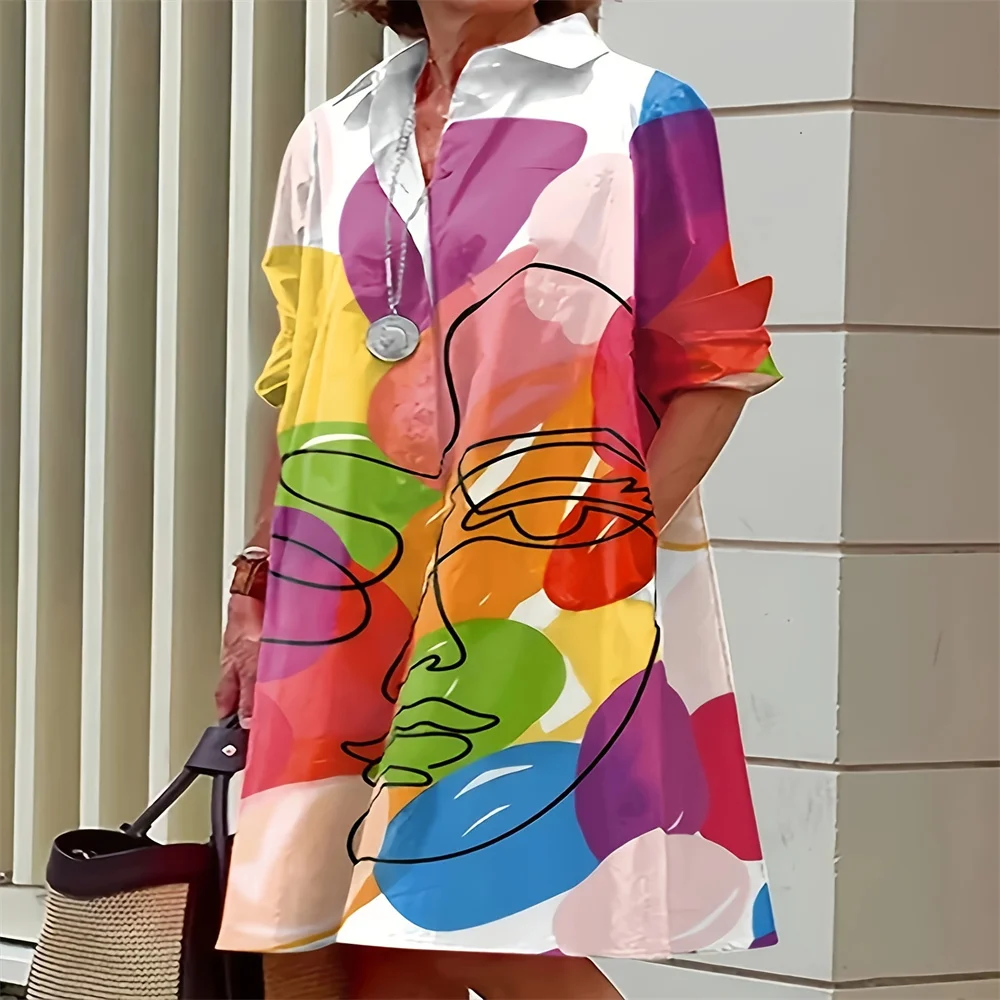 Women's Long Sleeved Shirt With Loose Floral Print Colorful Retro Long Style Shirt Latest Casual City Dress Daily Shopping