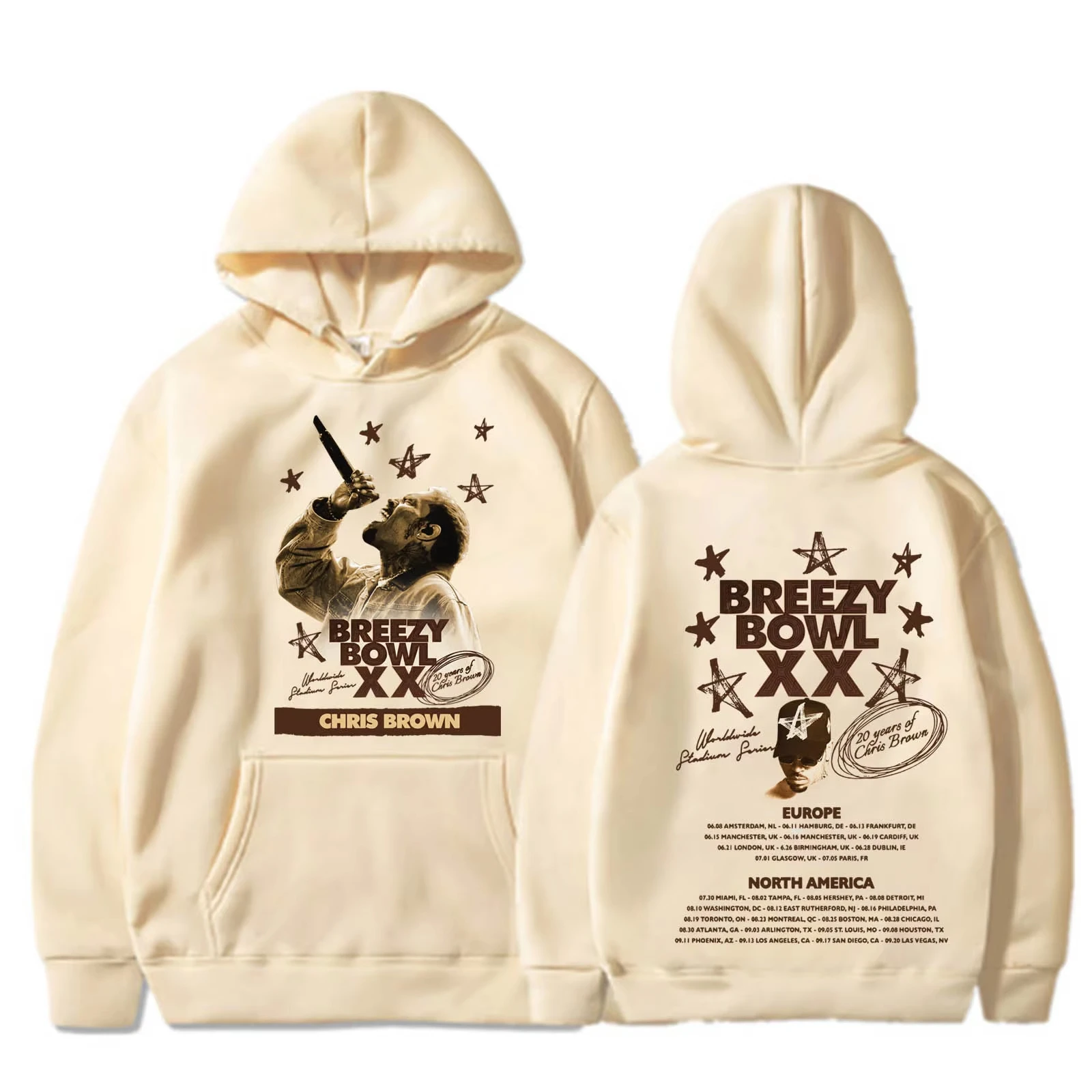 

Chris Brown Breezy Bowl Tour 2025 Hoodie Man Woman Sweatshirt Harajuku Pullover Tops Fans Gift