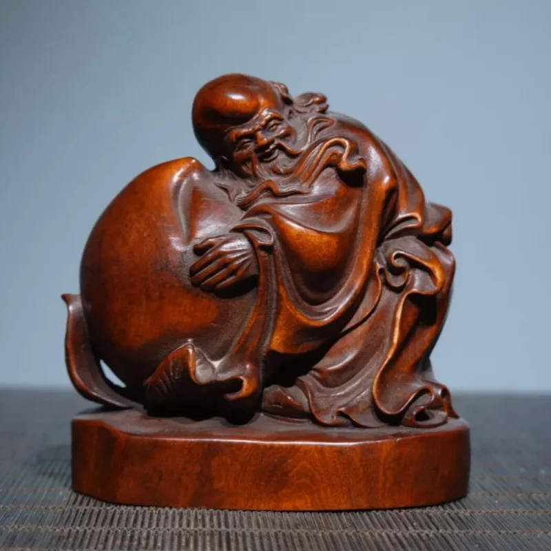 

Vintage Chinese Boxwood Carving God Of Longevity Figure Statue Wooden Sculpture