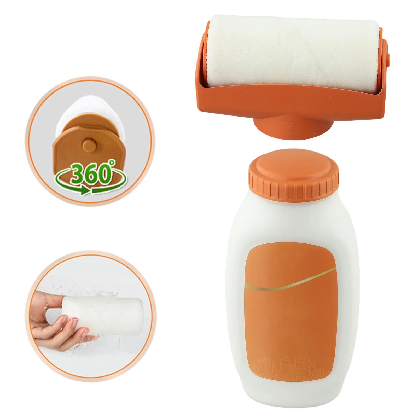 Paint Repair Tool 2-in-1 Roller Paint 360 Brushing Capability No Marking Roller Portable Wall Repair Brush For Home Improvement