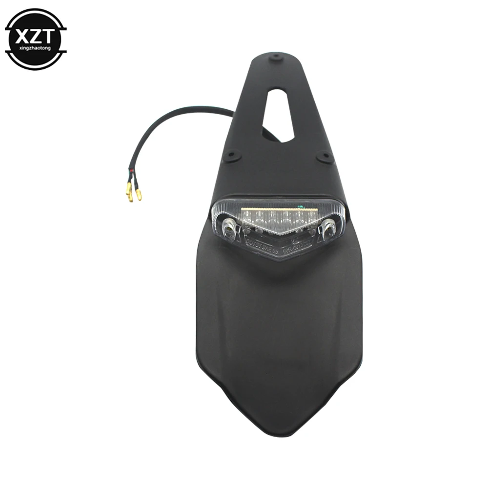 Universal Motorcycle Rear Fender License Plate Bracket Holder with 12V LED Taillight Brake Lamp for Enduro Motocross Dirt Bike image 4