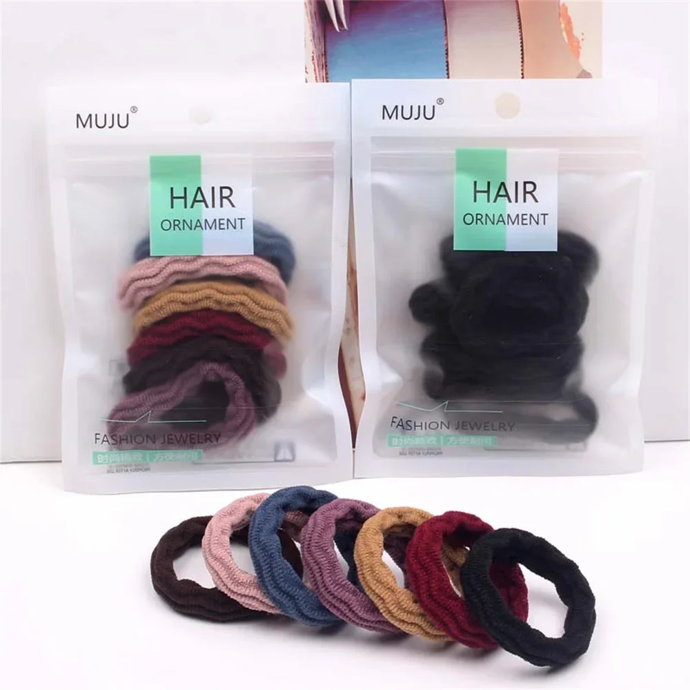 6pcs Simple Basic Elastic Hair Bands Tie for Girl Simple Solid Colors Rubber Bands Scrunchie Headband Hair Accessories