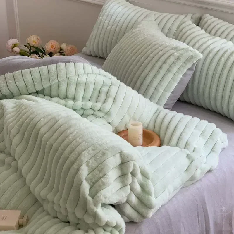 

Winter Padded Thicken Luxury Queen Size Bedding Set Japanese Solid Colour Quilt Cover Bed Sheet Pillowcase 4pcs Duvet Cover Set