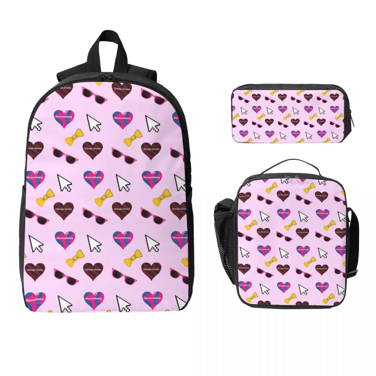 Darren Criss Mini Stickers Pattern Backpack BookBag School Bag Computer Shoulder Bags 3ps Insulated Lunch Bag Pencil Case