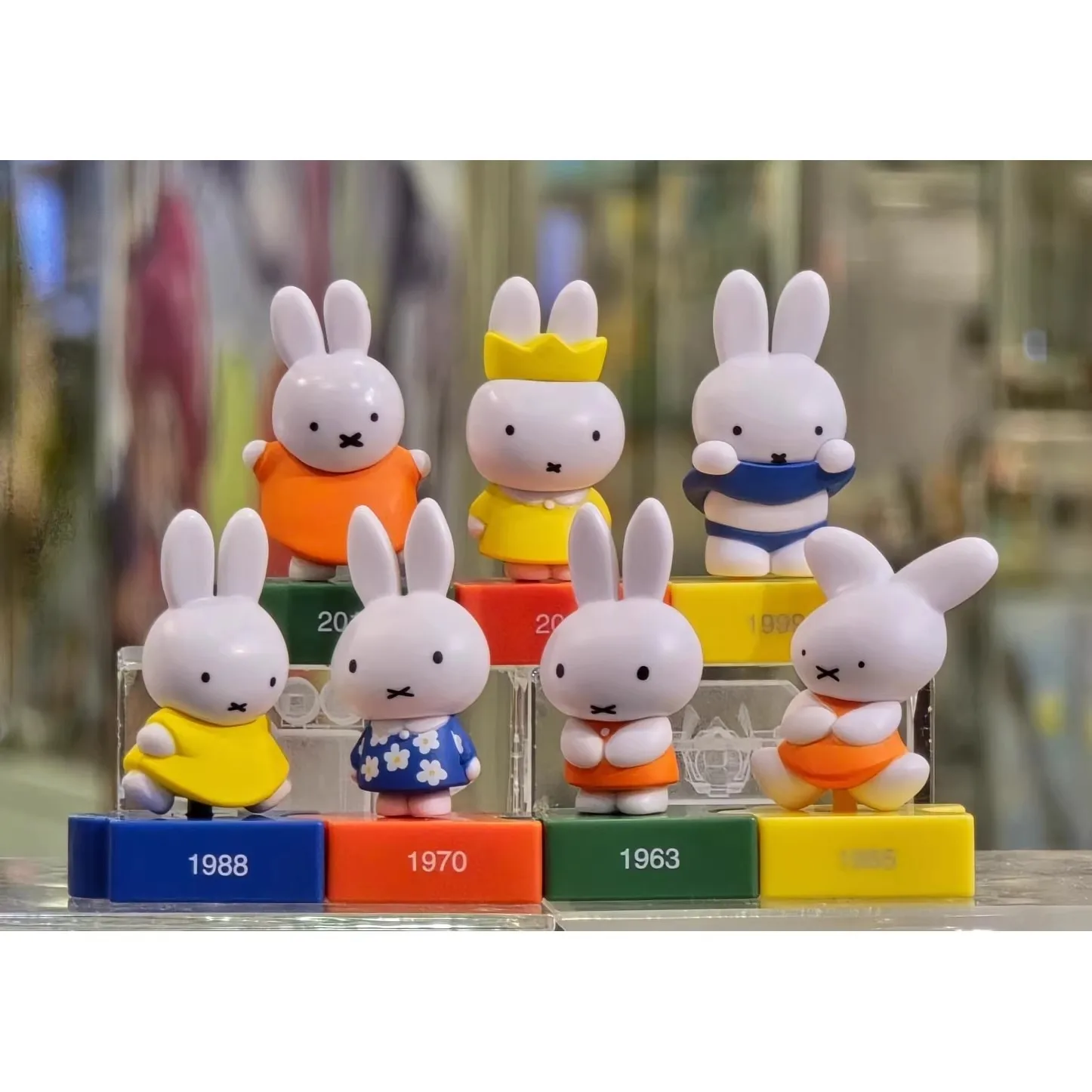 

Bandai Original 7Pcs Gashapon miffy 70th anniversary figure collection Toys For Kids Gift Model Ornaments