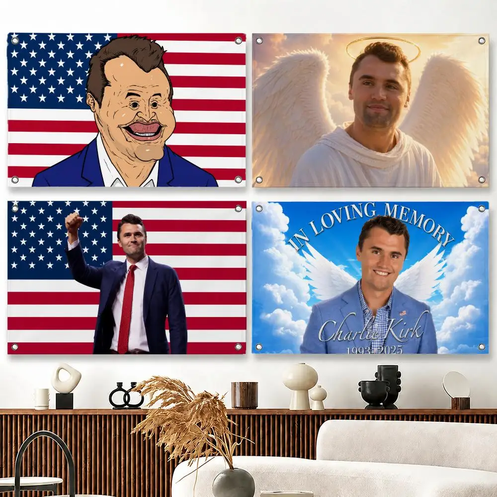 Personality Charlie Kirk Flags decor flag banner,wall hanging flag,indoor outdoor wall decor,yard garden porch patio wall art