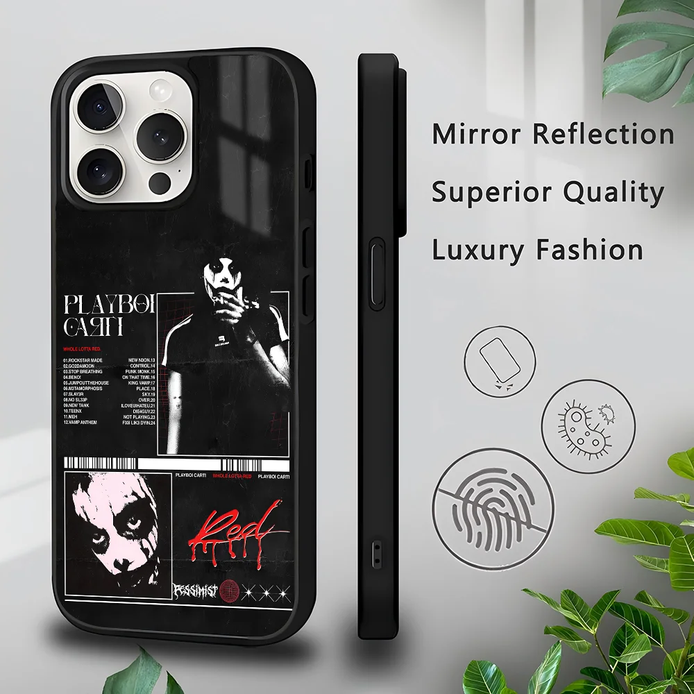 

O-Opium Rap Playboi Carti Phone Case for iPhone 16 15 14 13 Pro Max 11 Mini Alex Mirror For Magsafe Wireless Charging Cover