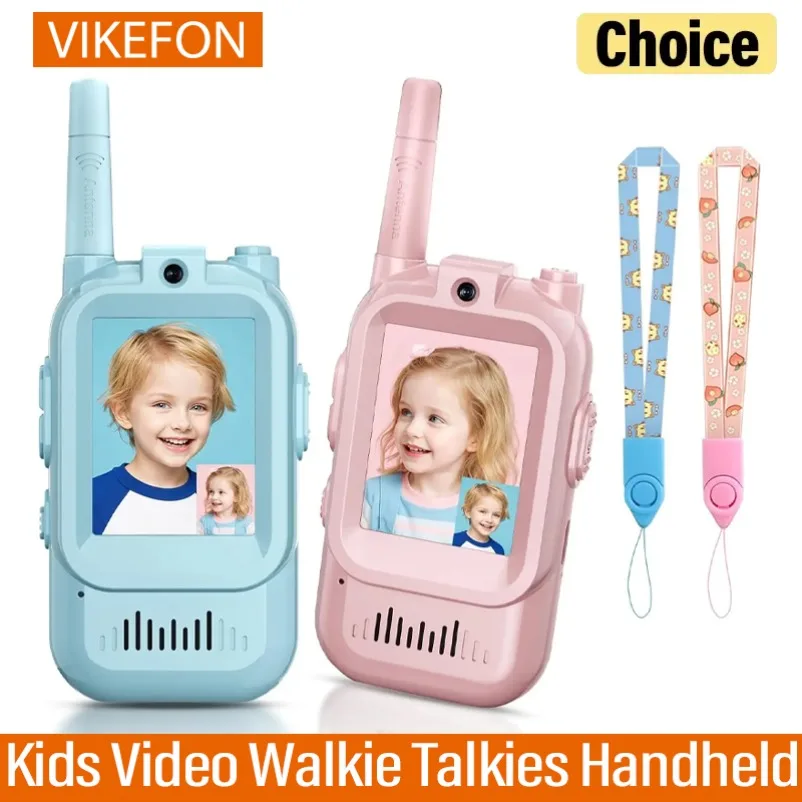 휴대용 어린이 비디오 워키토키 2팩 충전식 비디오 인터콤 실내외 장난감 가족 게임용 3-12세 소년 소녀