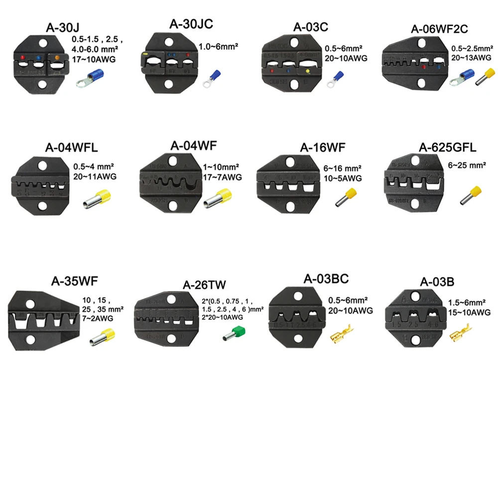 LUBAN Die Sets for HS AM-10 EM-6B1 EM-6B2 PNEUMATIC CRIMPING TOOLS CRIMPING PILER Crimping machine accessories 23 sets jaws