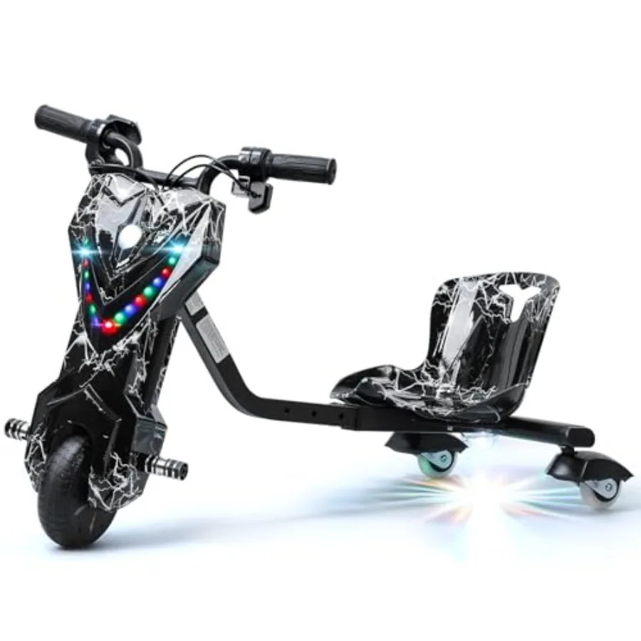 

Дрифт-трайк с большими колесами для дрифта, трехколесный велосипед для детей от 8 лет с прочной стальной рамой, регулируемым сиденьем, разноцветный, размер L