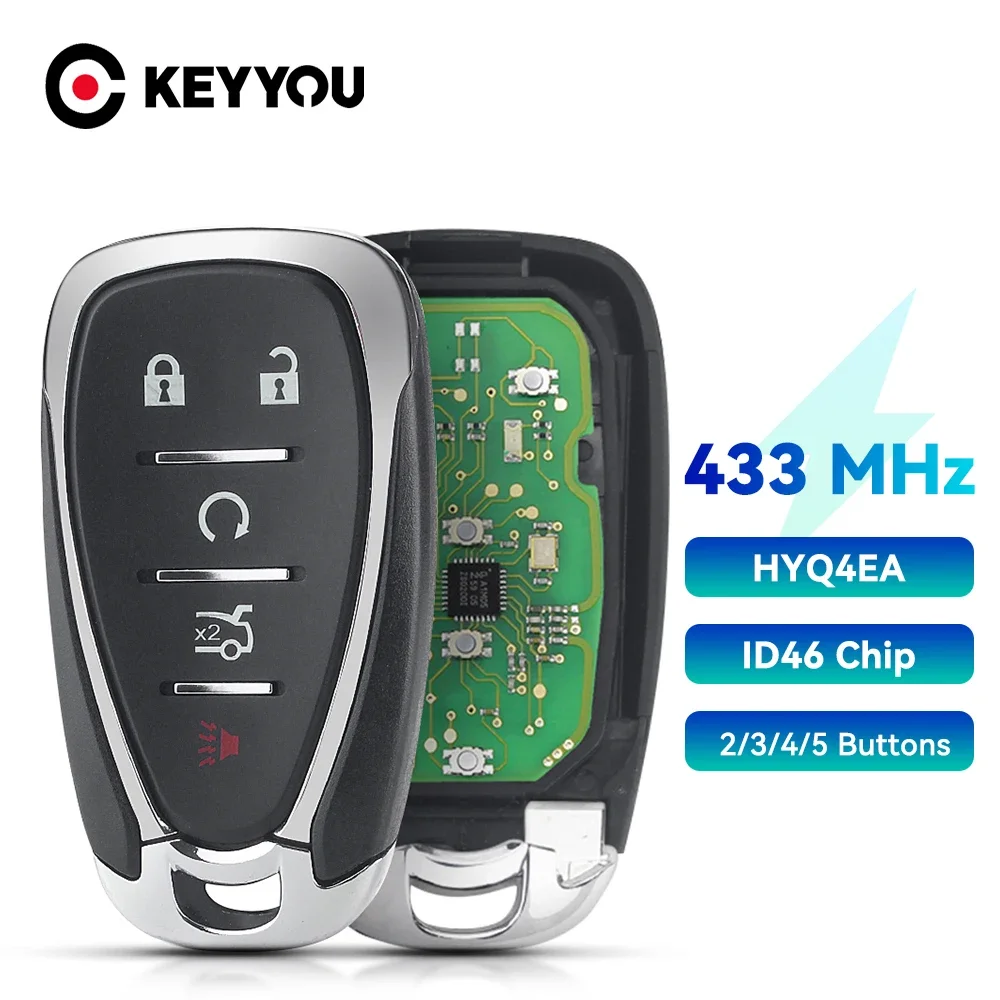 KEYYOU Do Chevrolet Cruze Malibu Spark Camaro Equinox 2016 2017 2018 Keyless Go Car Remote Key 315/434Mhz ID46 HYQ4BAA HYQ4BEA