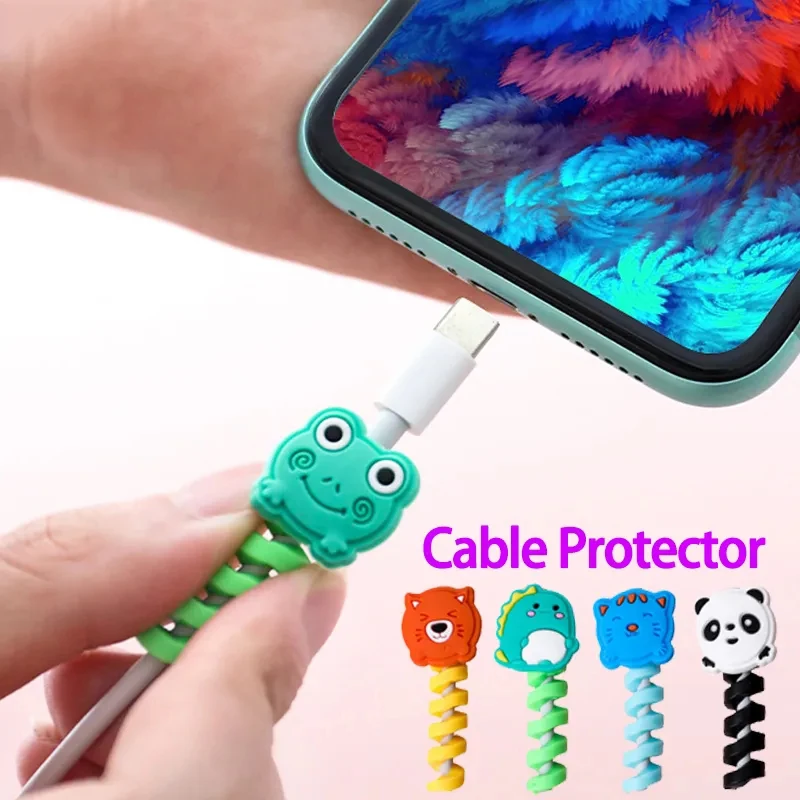 USB Cable Protector Cute Cartoon Data Line Protective Cover Charging Cable Headphone Cable Usb Winder Wire Cord Organizer Cover