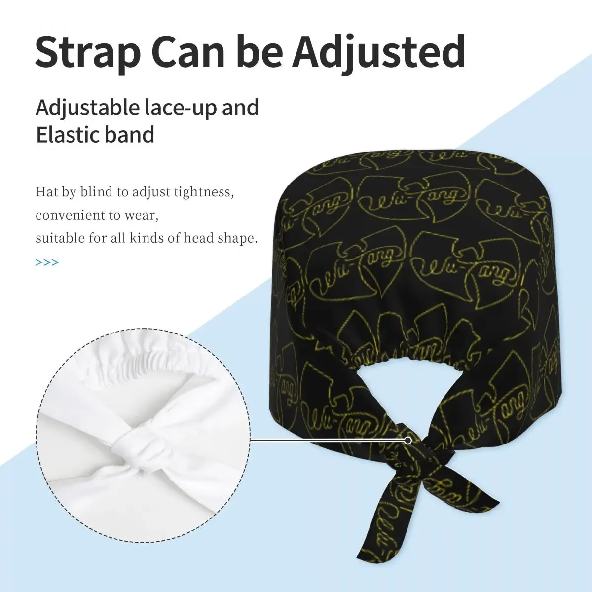 Wu Tang Clan Print Scrub Hat Doctor Working Surgical Cap Unisex Adjustable Nursing Caps for Dentist - view 2