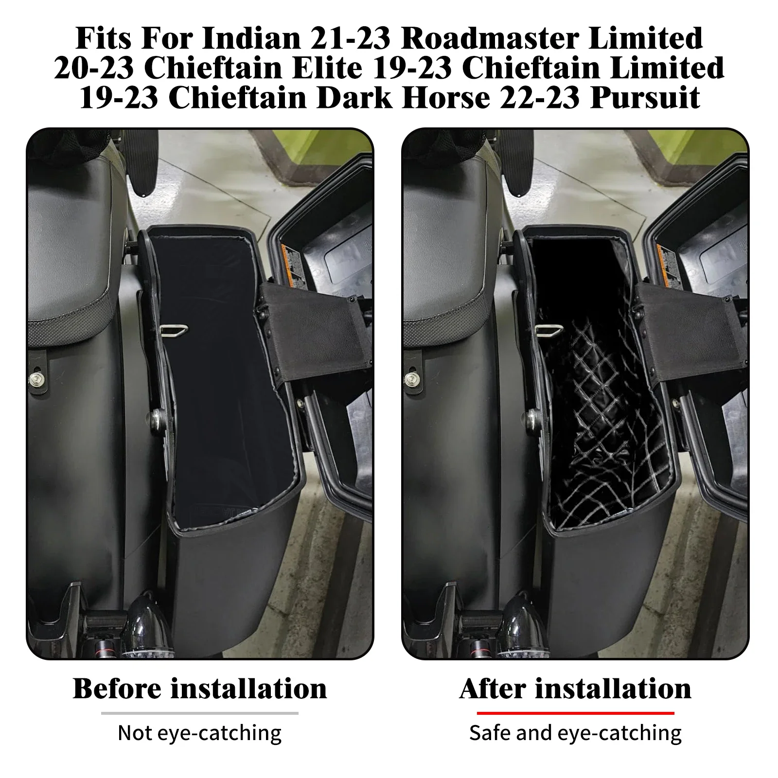 Motorcycle Saddlebag Liners Bag Inserts For Indian Roadmaster Pursuit Chieftain Elite Dark Horse 2019-23 Luggage Stretched Liner