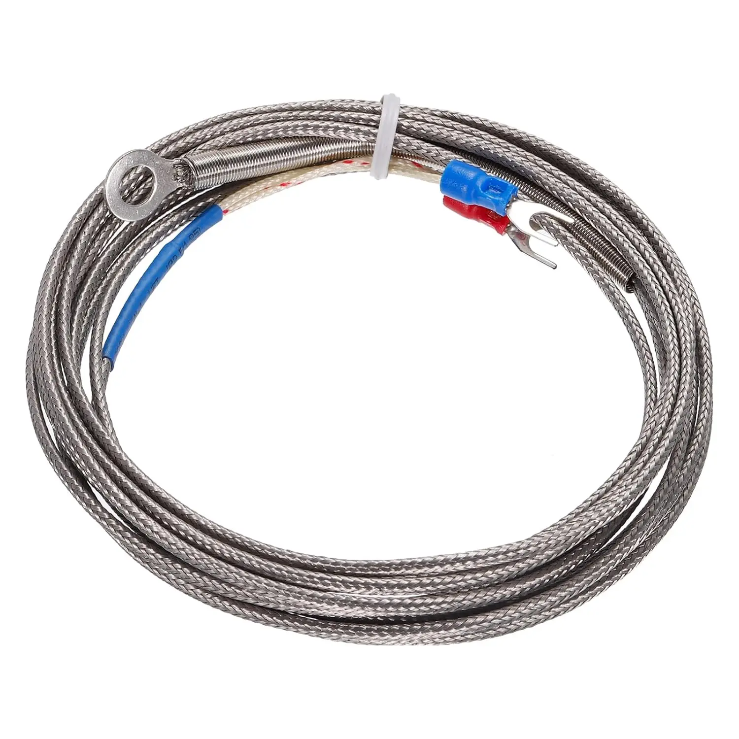 K Type Thermocouple Temperature Sensor PT100 6mm Ring High Temperature Probe 10ft Wire 0 to 600°C(32 to 1112°F) Stainless Steel