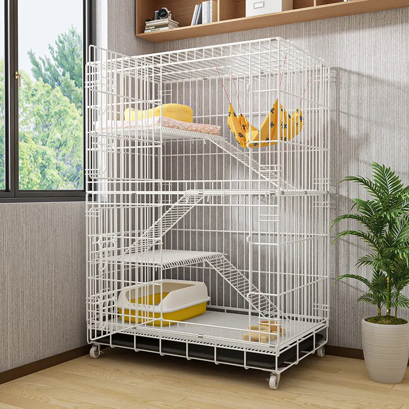 Household Foldable Cat Cage, No Assembly Needed, Extra Large Cat Villa with Integrated Litter Box, Indoor Cat House & Shelter