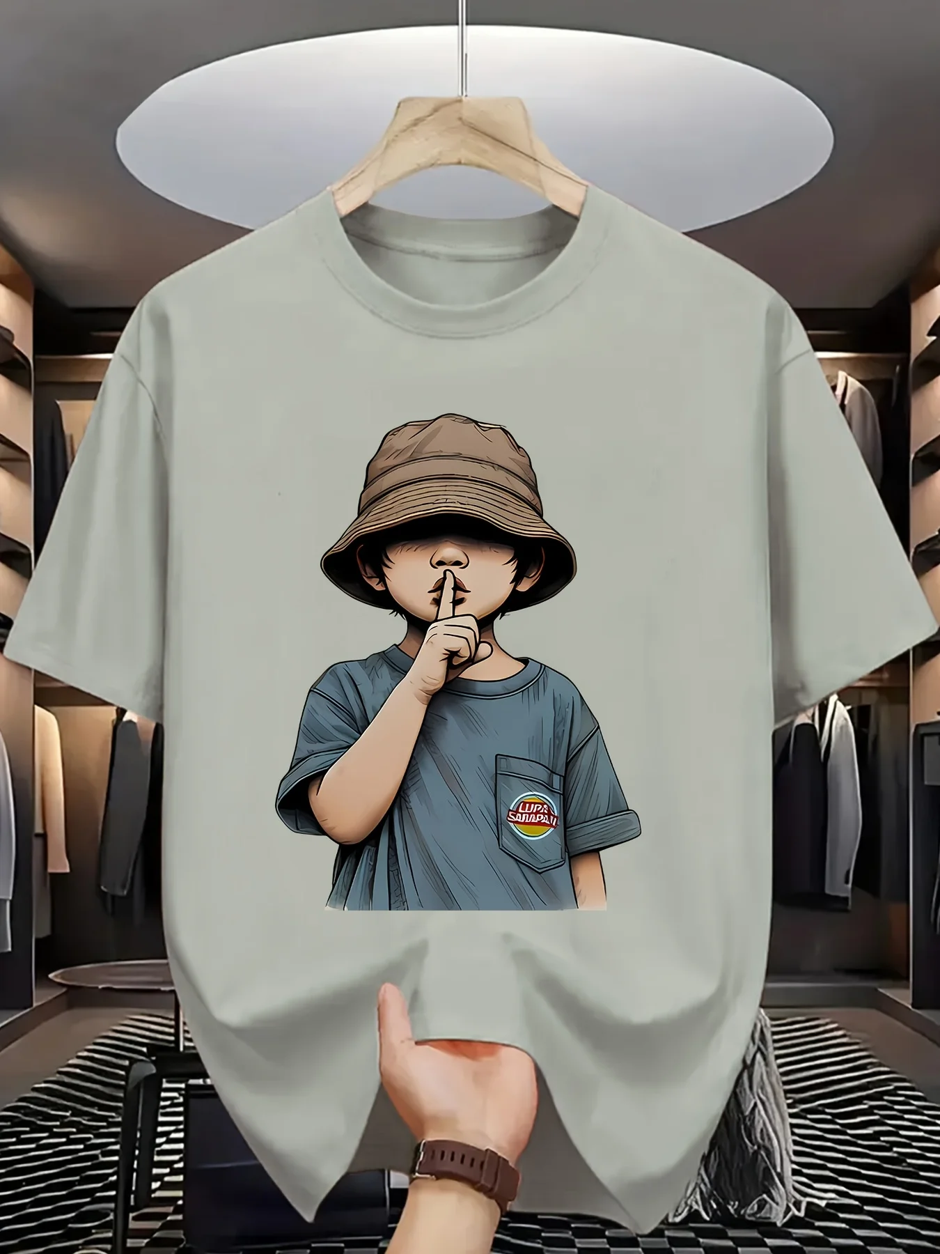 Colorful Cartoon Portrait Pattern Printed Round Neck Tshirt for Fashionable and Casual Daily Wear Summer Women's Fashionable Top