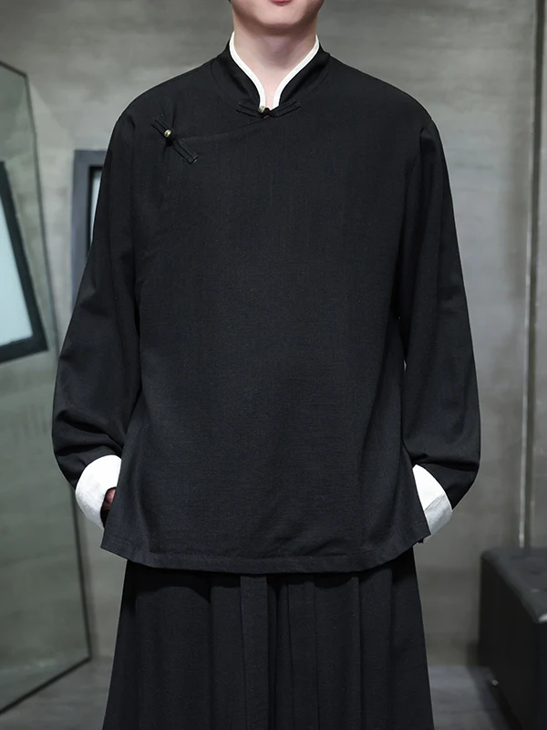 

Мужская свободная куртка-ханьфу в новом китайском стиле, для чайной церемонии, весенняя, больших размеров, повседневная, дао-пao