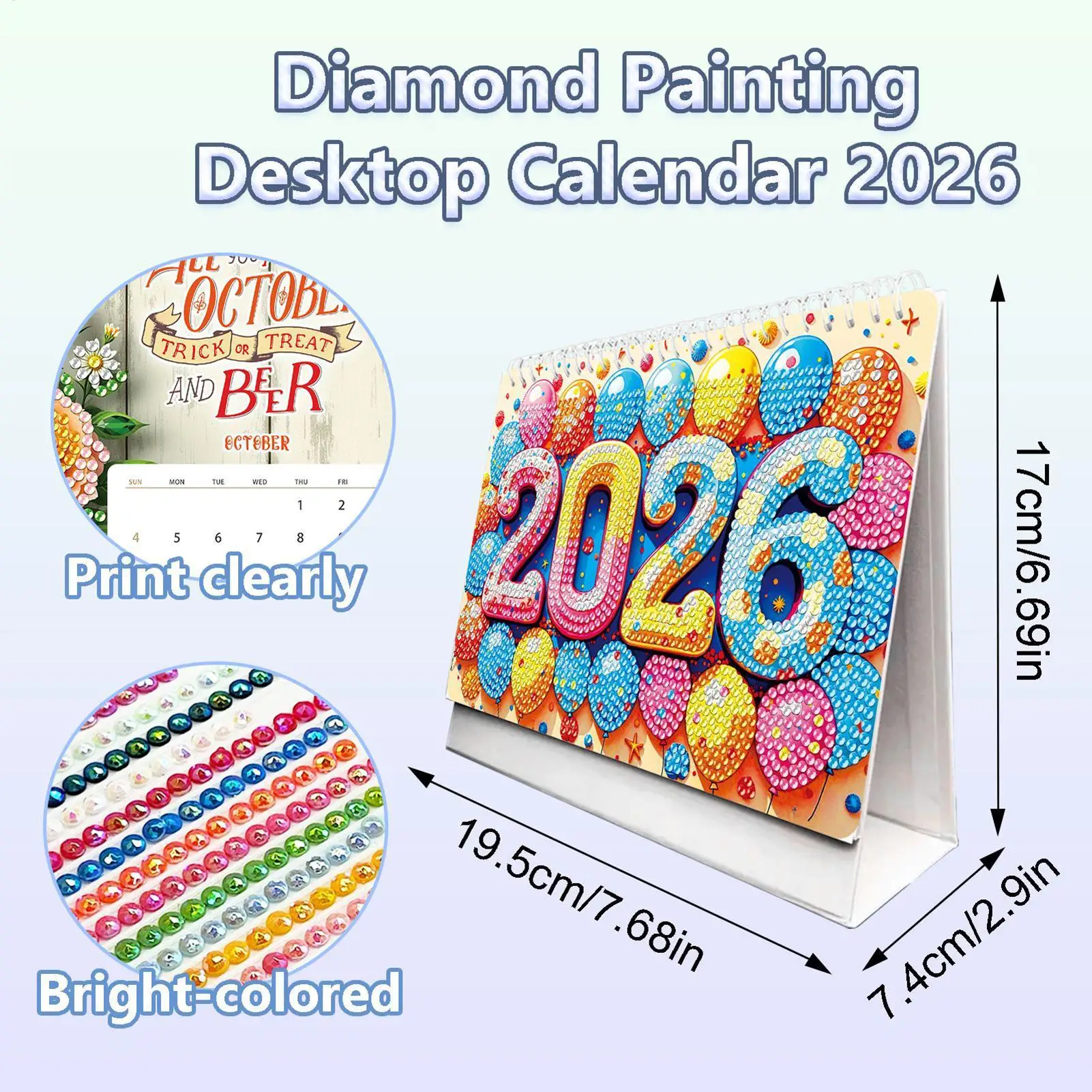 2026 Desktop Calendar Rhinestone Art Office Desk Calendar 2026 Monthly Planner Desktop Accessories For Teacher Student Classroom