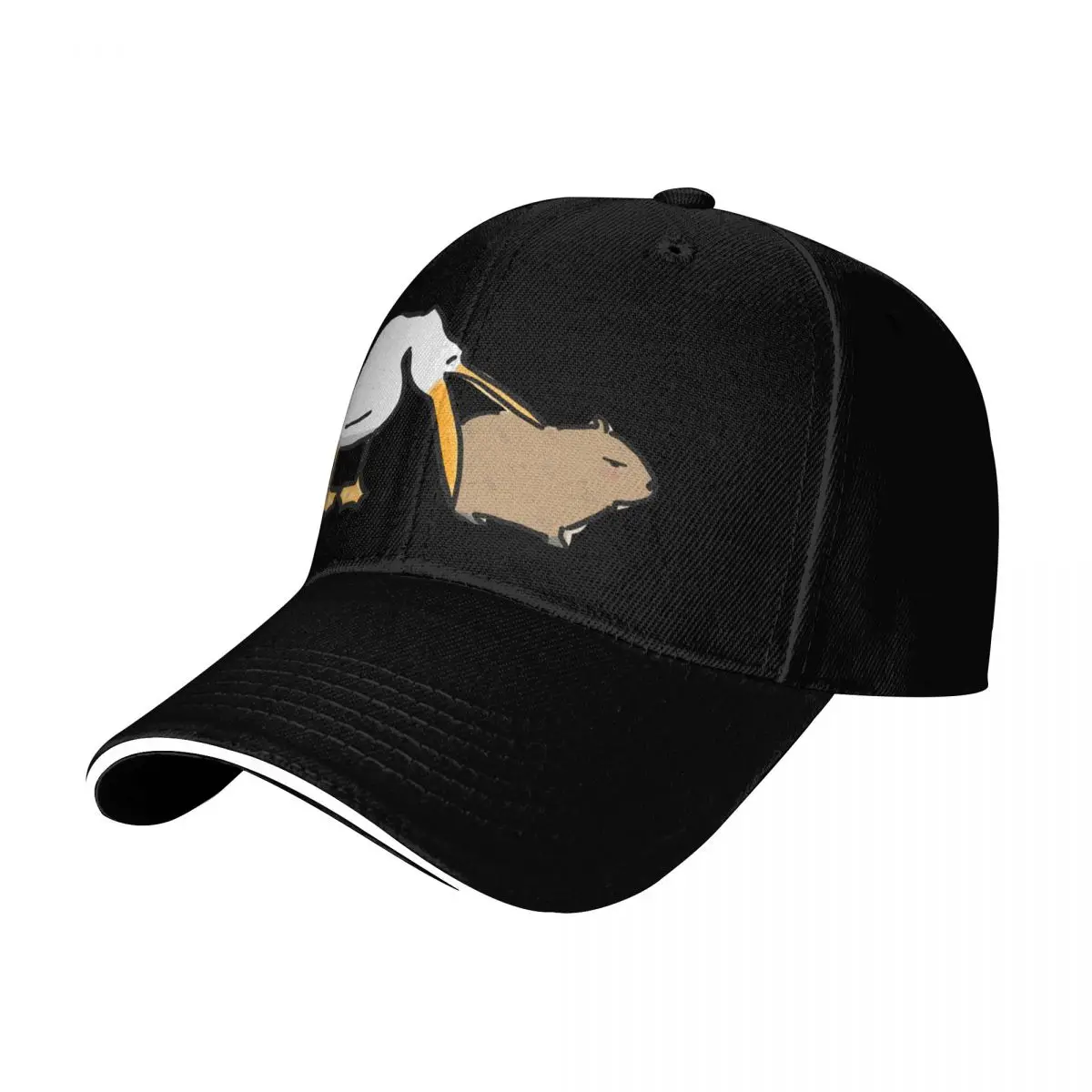 Pelican Tries to Eat Capybara Meme Baseball Cap Vintage Retro Embroidered Lightweight Packable Gift for Him Her
