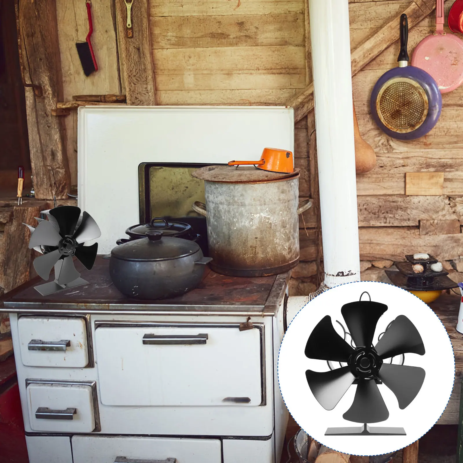 

Stove Heat Powered Fan Silent Wood Stove Fireplace Fan No Batteries Cords Electricity Eco Friendly Heat Energy