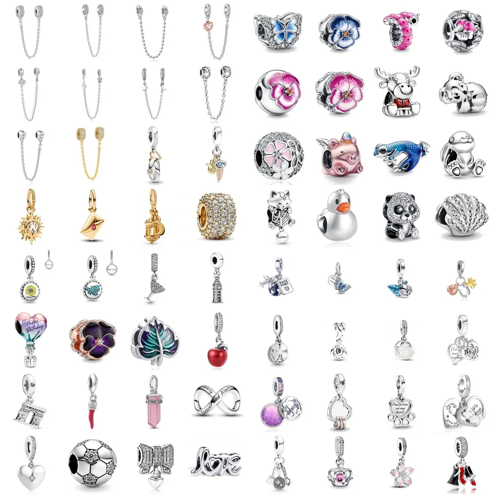 

Европейский новый стерлингового серебра 925 пробы, весенний новый розовый цветок, воздушный шар, кошка, бусины «сделай сам», подвеска, подходит для европейского браслета S925, браслеты